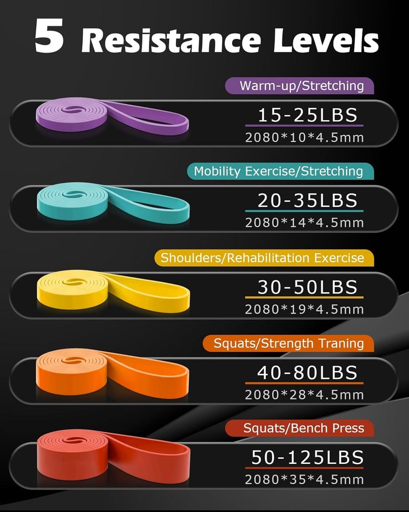 Zacro Resistance Bands, 6 Resistance Levels Pull Up Assistance Bands, Exercise Bands for Men&Women, Heavy Duty Resistance Band Set with Door Anchor, for Working Out, Muscle Training, Physical Therapy - Image 2